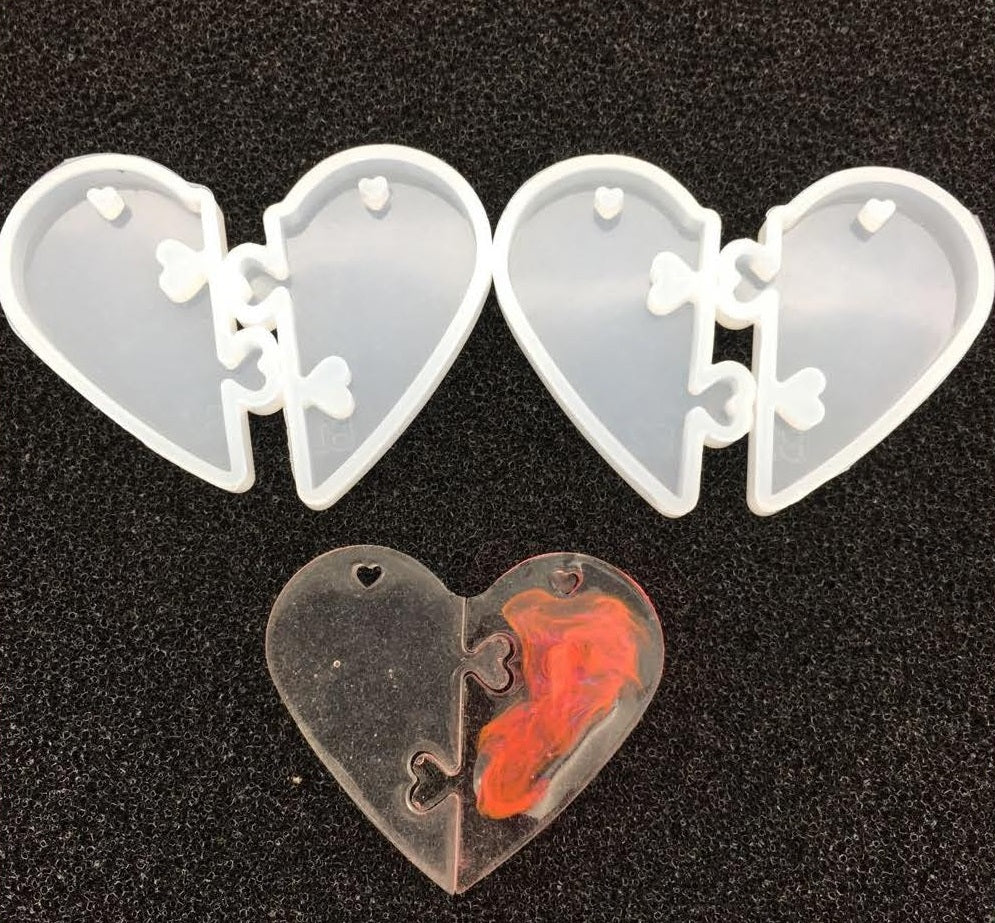2 Pc Heart Pendant Mould