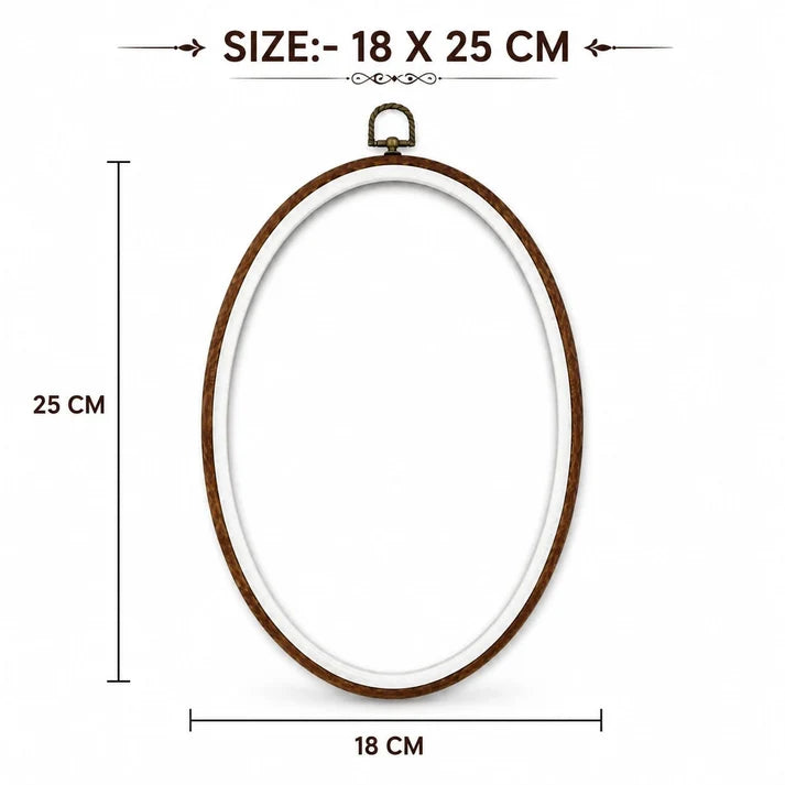 Large Oval Embroidery Hoop Frame with Wood-Look Finish for Hand Embroidery, Cross Stitch & Needlework
