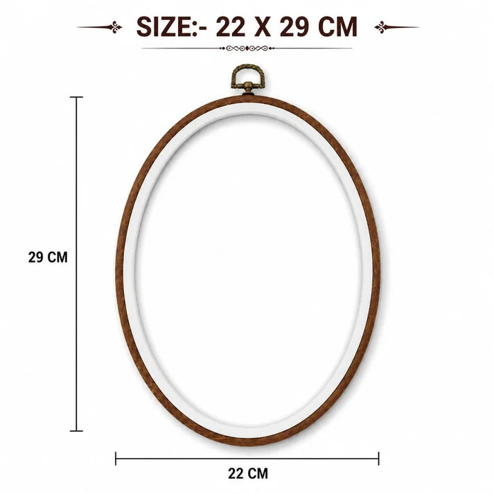 Extra Large Oval Embroidery Hoop Frame with Wood-Look Finish for Hand Embroidery, Cross Stitch & Needlework