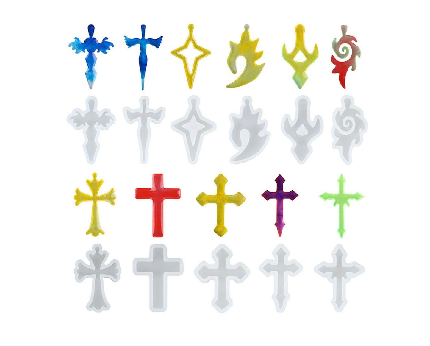 11Pcs Cross Pendant Mould