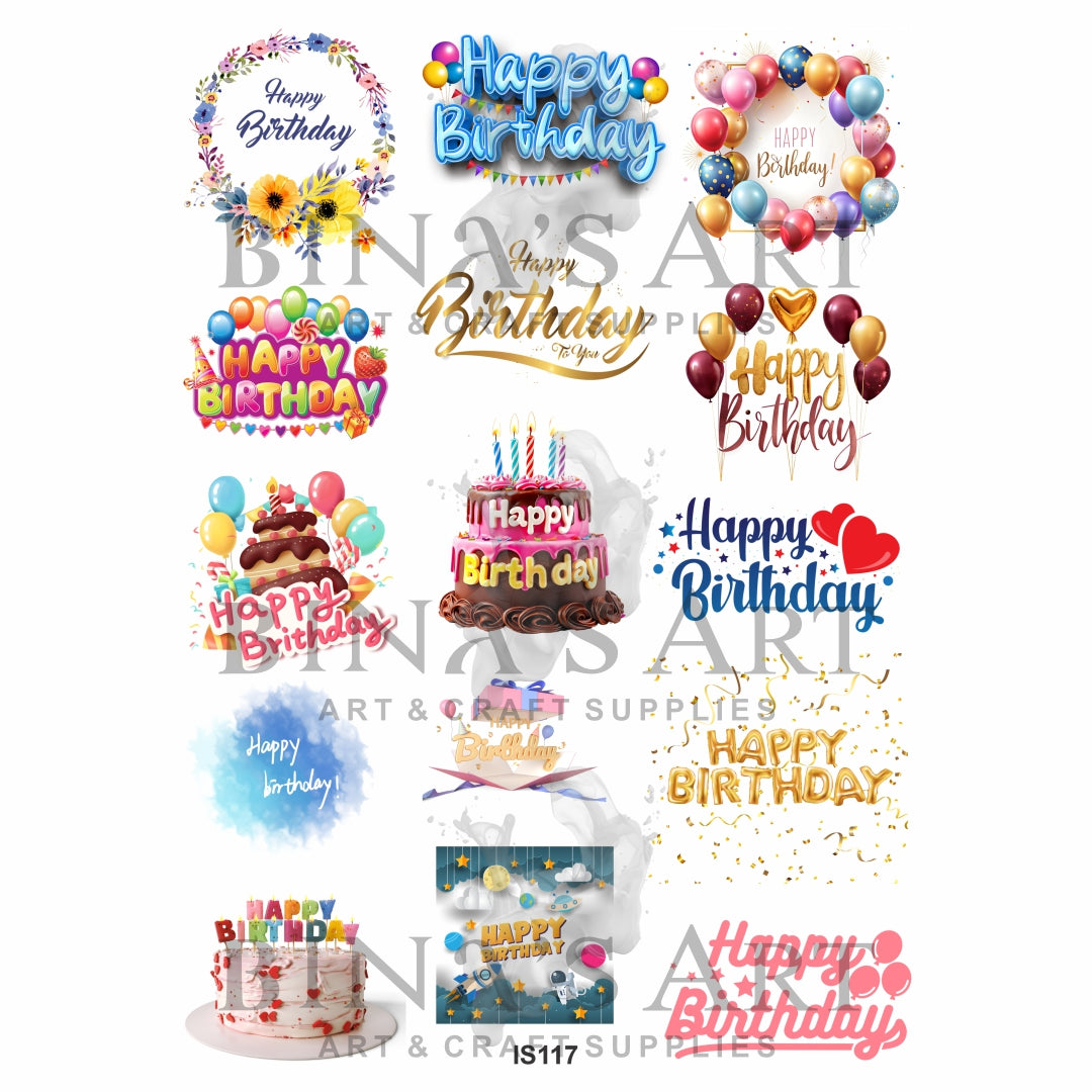 Happy Birthday Designs Insert Sheet (Transparent Sheet)