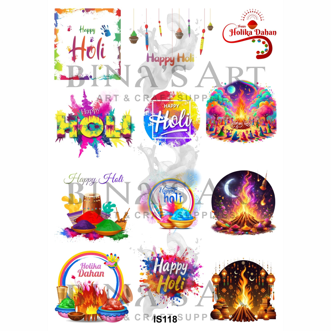 Happy Holi Designs Insert Sheet (Transparent Sheet)