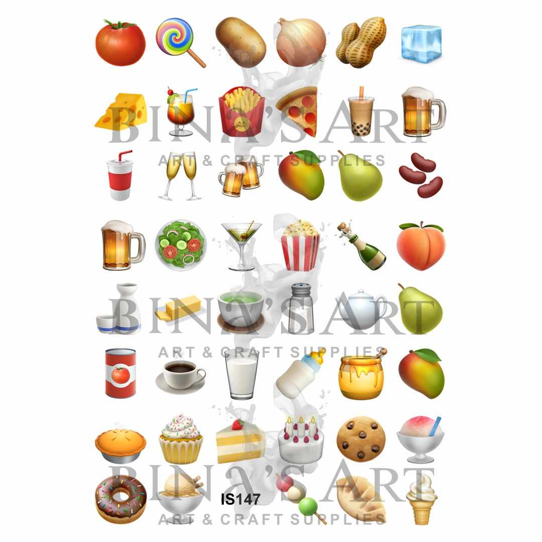 Food & Drinks 1.25 Inch Designs Insert Sheet (Transparent Sheet)