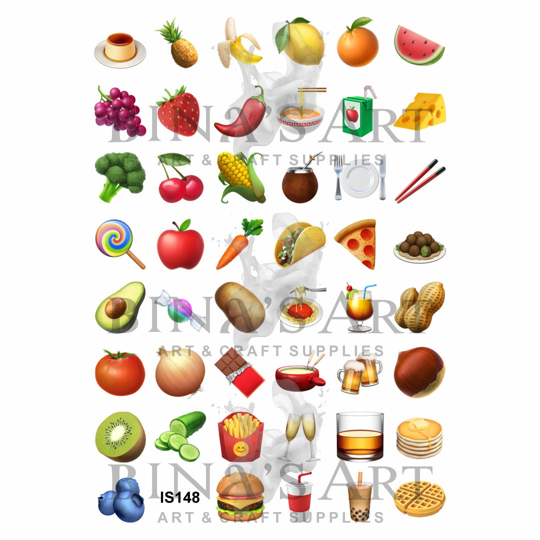 Food & Drinks 1.25 Inch Designs Insert Sheet (Transparent Sheet)