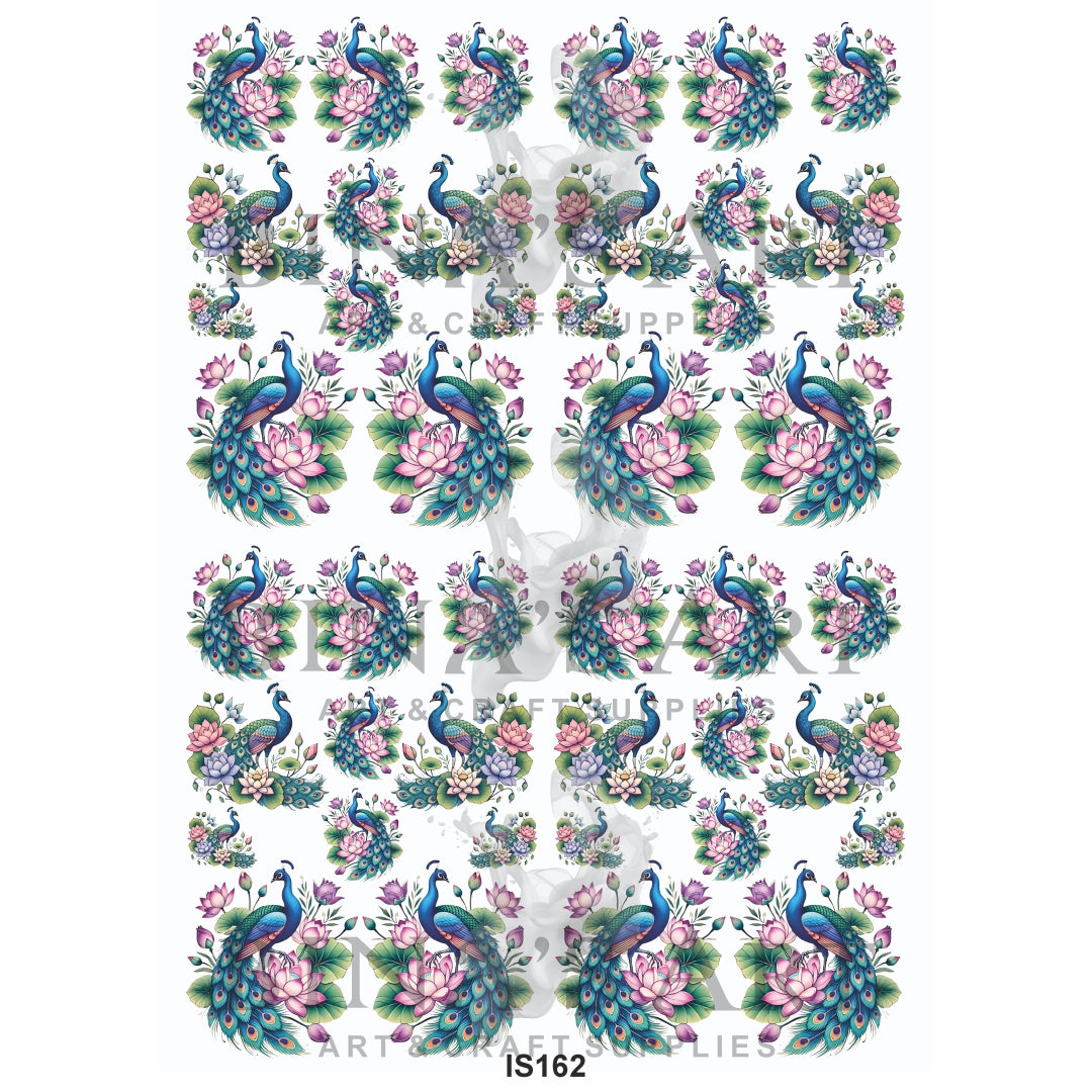Peacocks Surrounded By Lotus Flowers Designs Insert Sheet (Transparent Sheet)