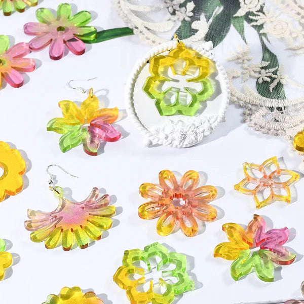 9 Cavity Floral Designs Earring,Pendant & Keychain Mould
