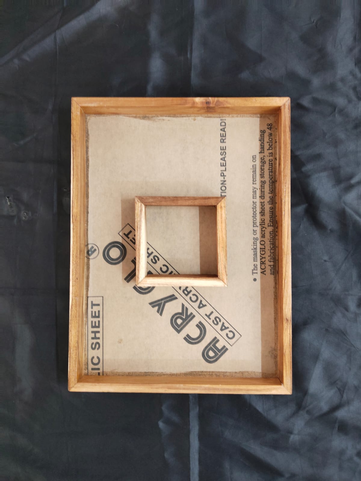 Double Box Teak Wood Floating Frame with Acrylic Base