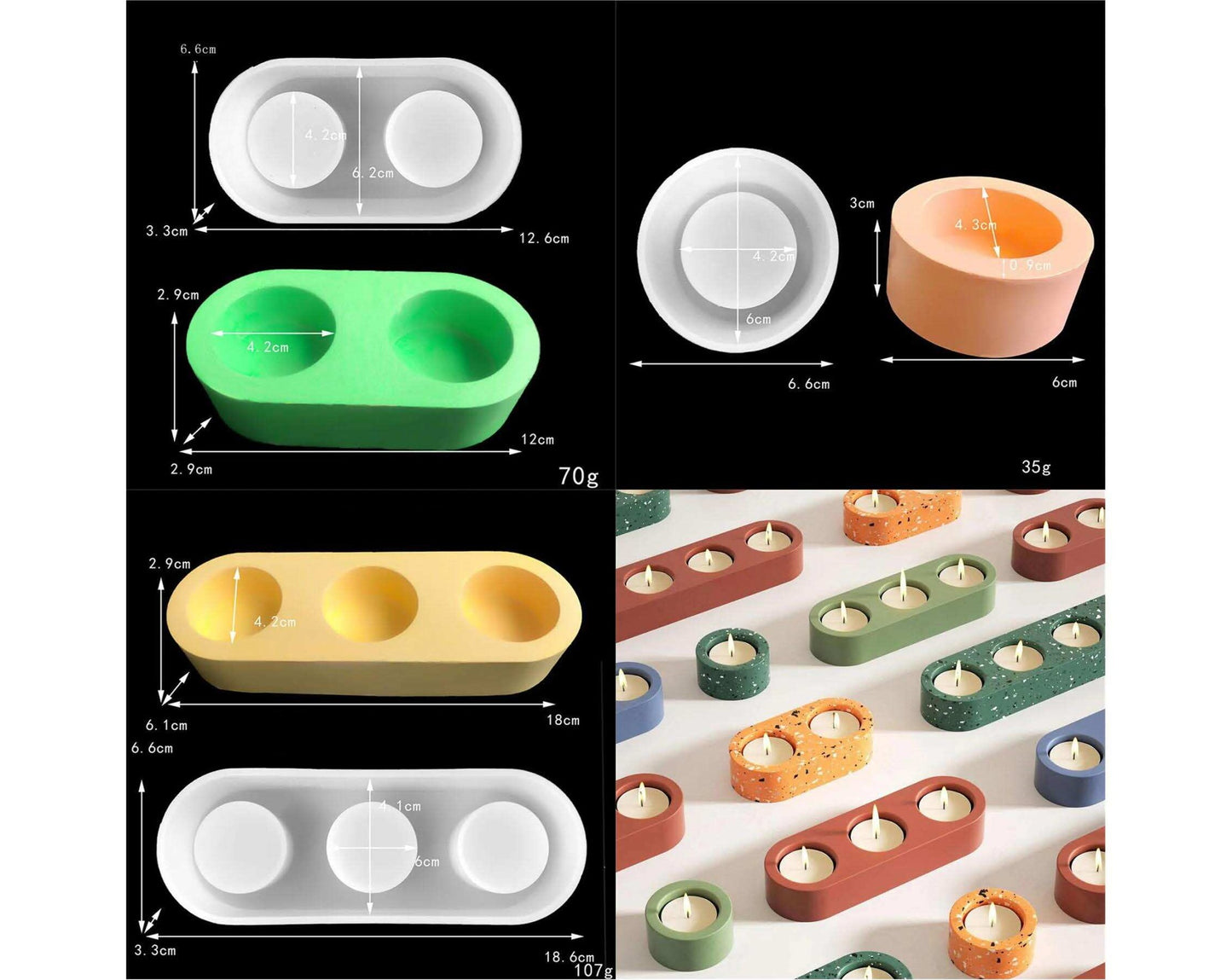 1/2/3 Round Holes Candle & T-Light Holder