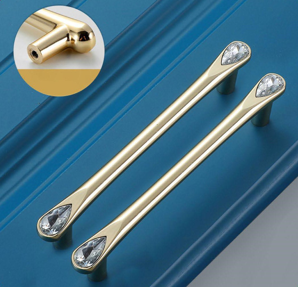 6” Gold Metal Handle With Stone