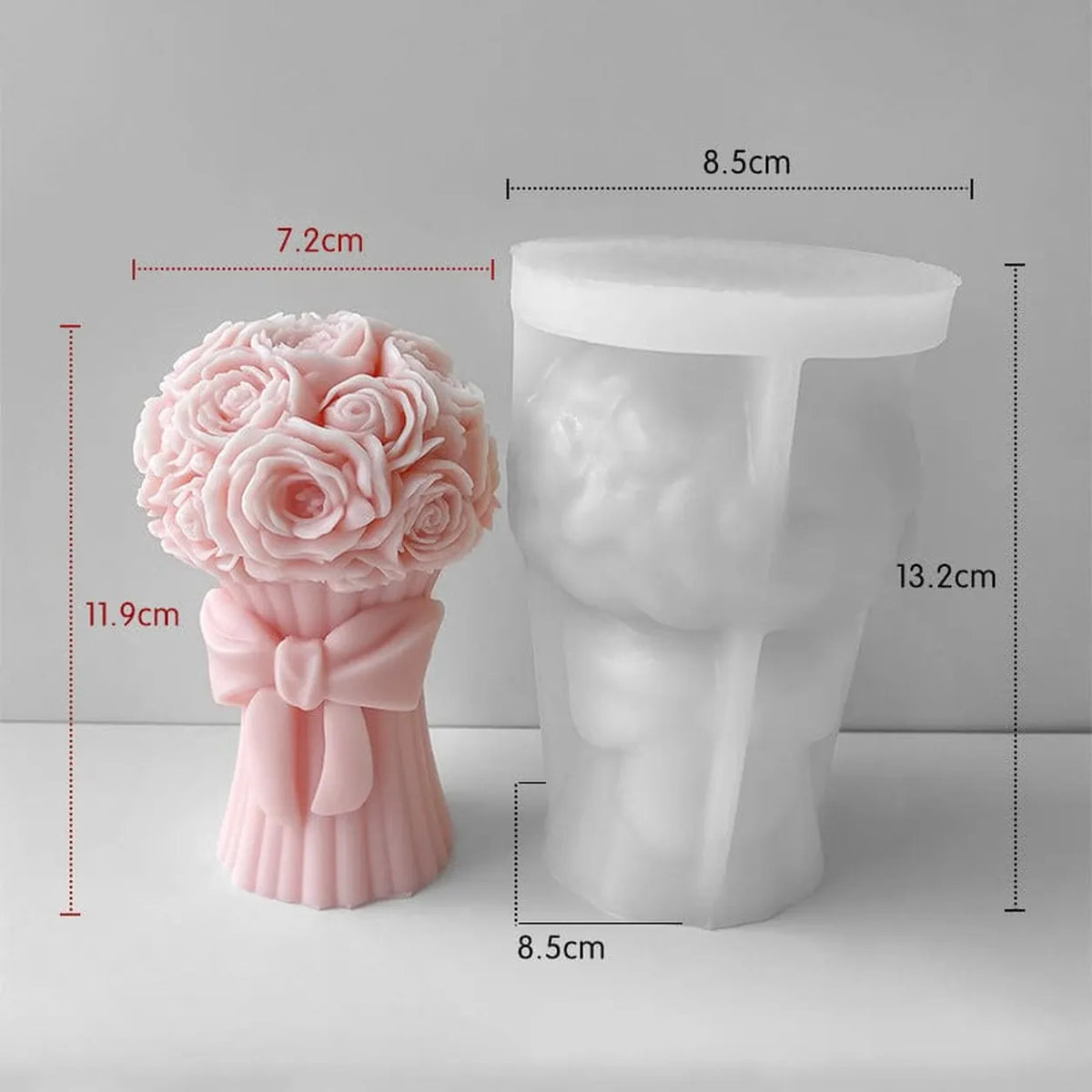 Rose Bouquet with Bow Silicone Mould – 13.2 × 8.5 cm