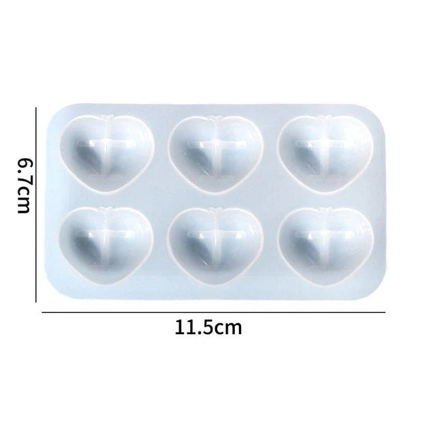 6 Cavity Plum Shape Heart Mould