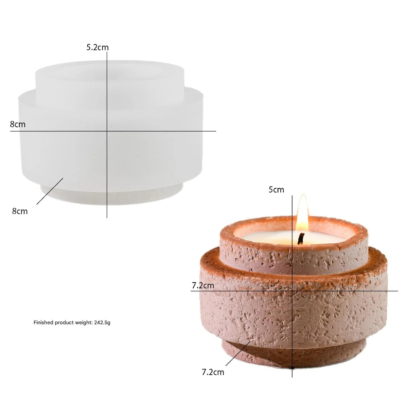 Cement Cylindrical Candle Cup Mould