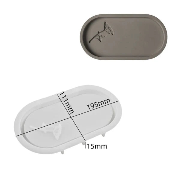Lace Flower Carved Oval Serving Tray Silicon Mould