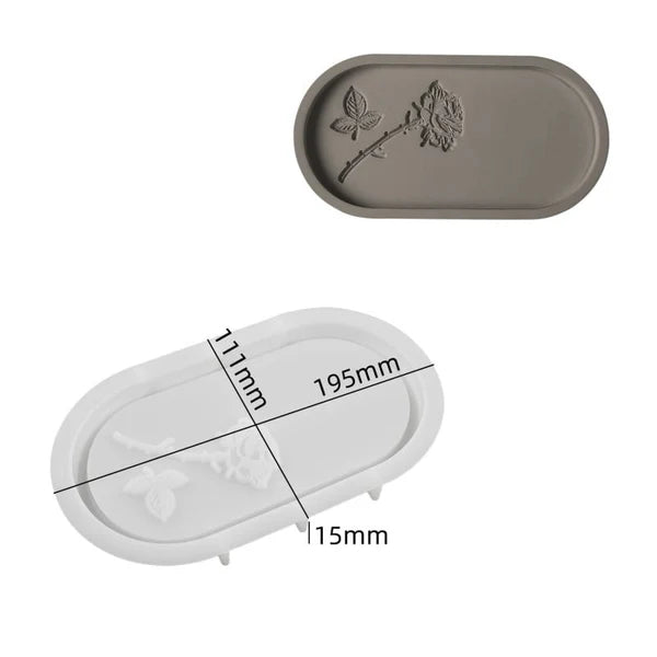 Rose Carved Oval Serving Tray SiliconMould