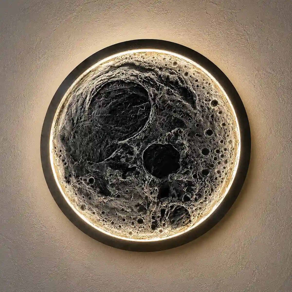 Handmade Textured Moon Wall Art with Halo Effect – main view