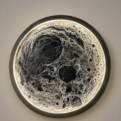 Handmade Textured Moon Wall Art with Halo Effect – detail view