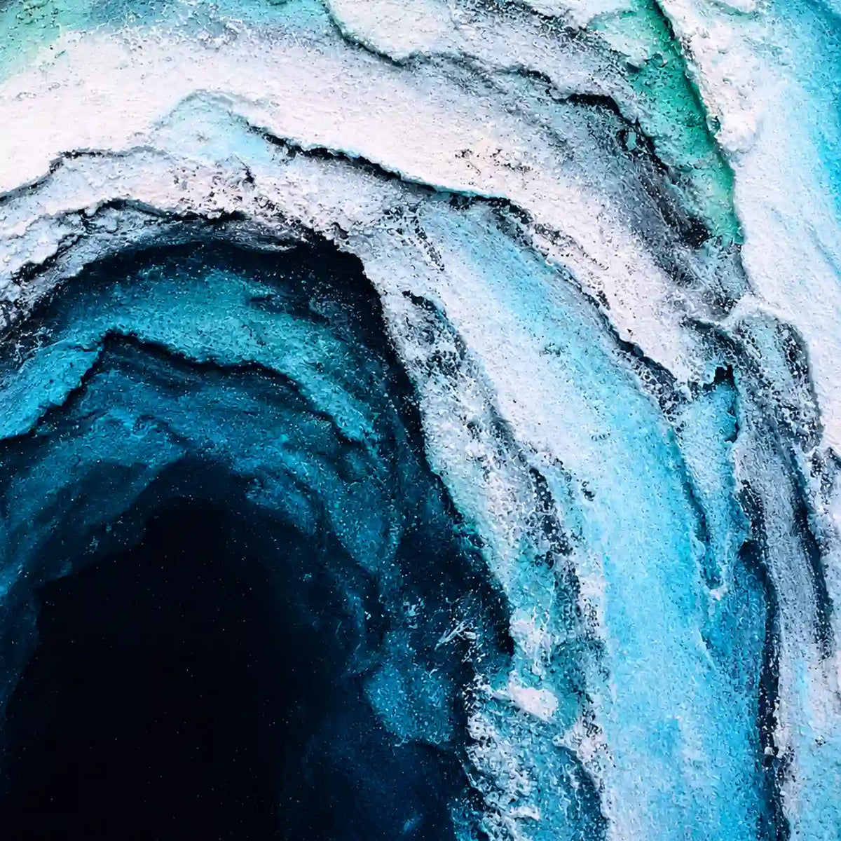 Handmade Blue Ocean Tunnel Wall Art with Boat Detail – detail view