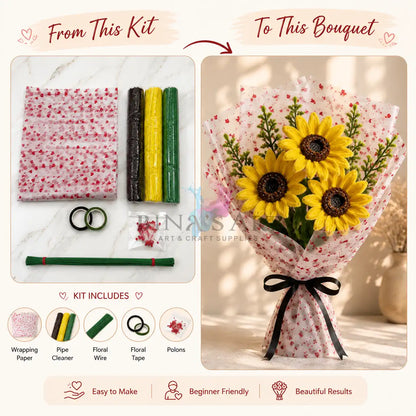 Yellow Pipe Cleaner Flower Bouquet DIY Kit