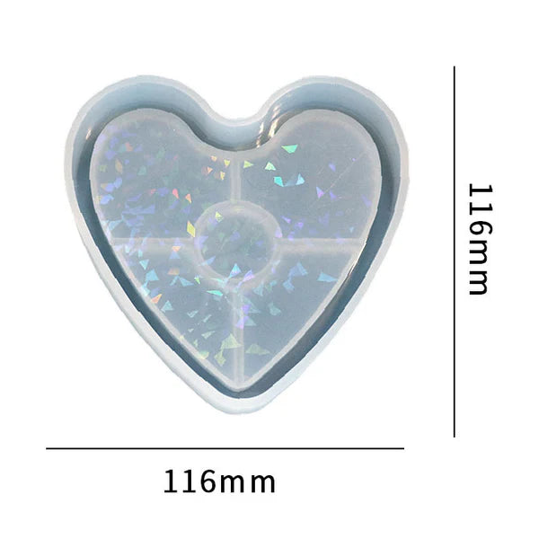 Holographic Heart Trinklet Coaster Mould