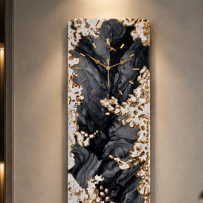 Handmade Black and Gold Vertical Resin Wall Clock – detail view