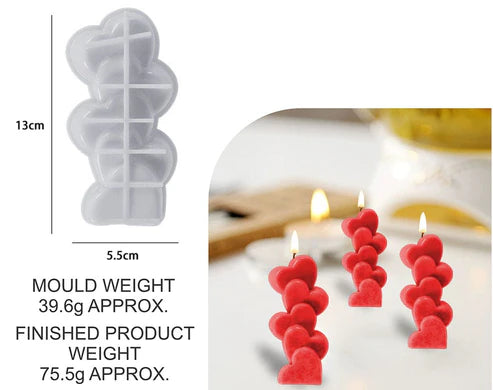 5 Love Heart Candle Mould