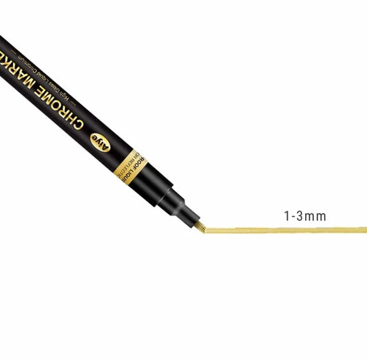 High-Gloss Mirror Effect Premium Decorative Chrome Marker Pen With 1-3mm Chisel Tip - Permanent Metallic Finish For Resin Art, DIY Crafts, Hobby Modeling, Tire Lettering & Metal Touch-Ups.