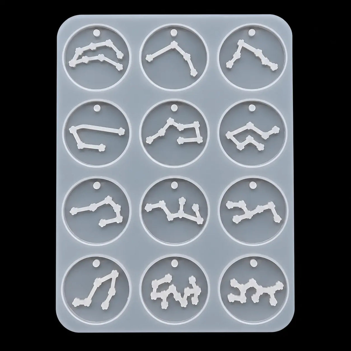12 in 1 Zodiac Constellation Pendant Silicone Mould on black background