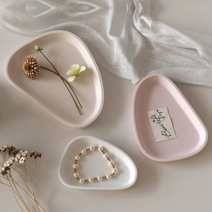 Handmade Concrete Pebble Trinket Tray Set – 3 Pieces – main view