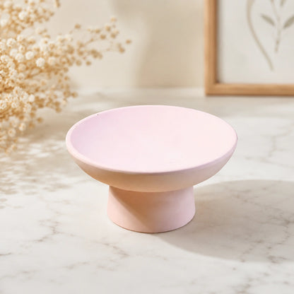Handmade Concrete Pedestal Jewellery Dish – Pastel Colours – Blush Pink