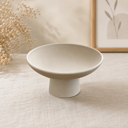 Handmade Concrete Pedestal Jewellery Dish – Pastel Colours – Ivory