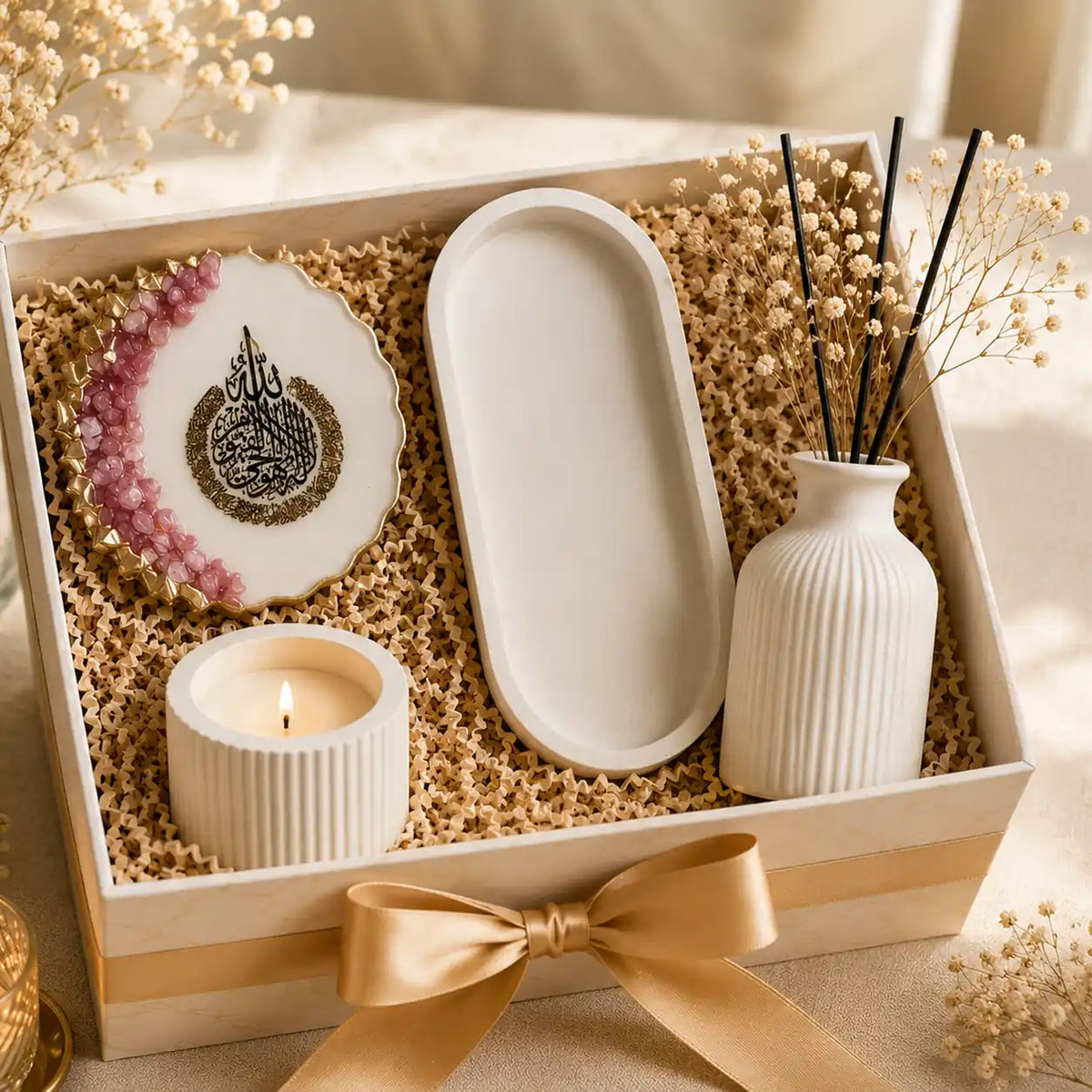 Handmade Resin and Concrete Gift Hamper with Ayatul Kursi Magnet – main view