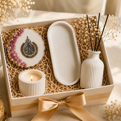 Handmade Resin and Concrete Gift Hamper with Ayatul Kursi Magnet – main view
