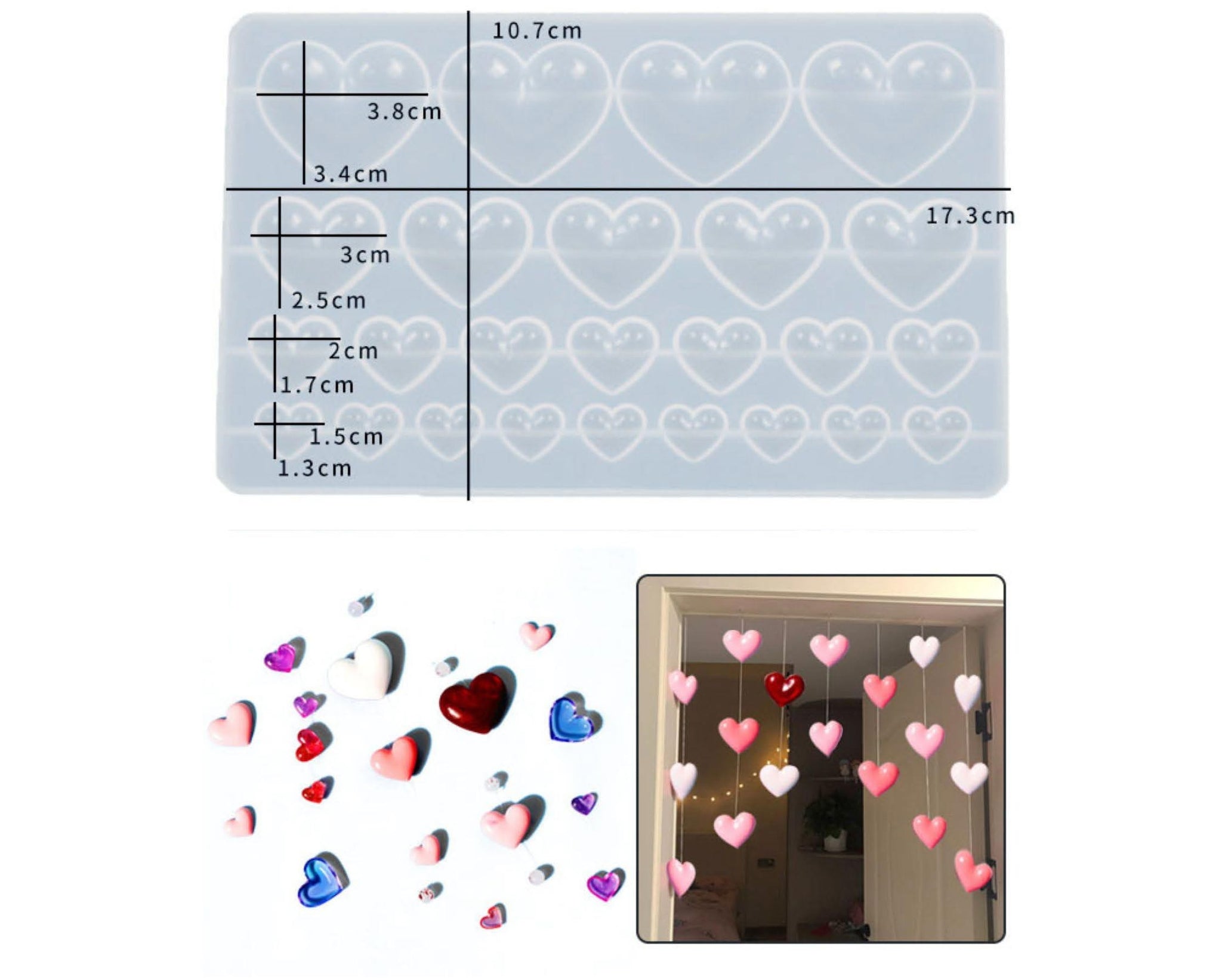 25 Cavity Heart Patch Pendant Mould