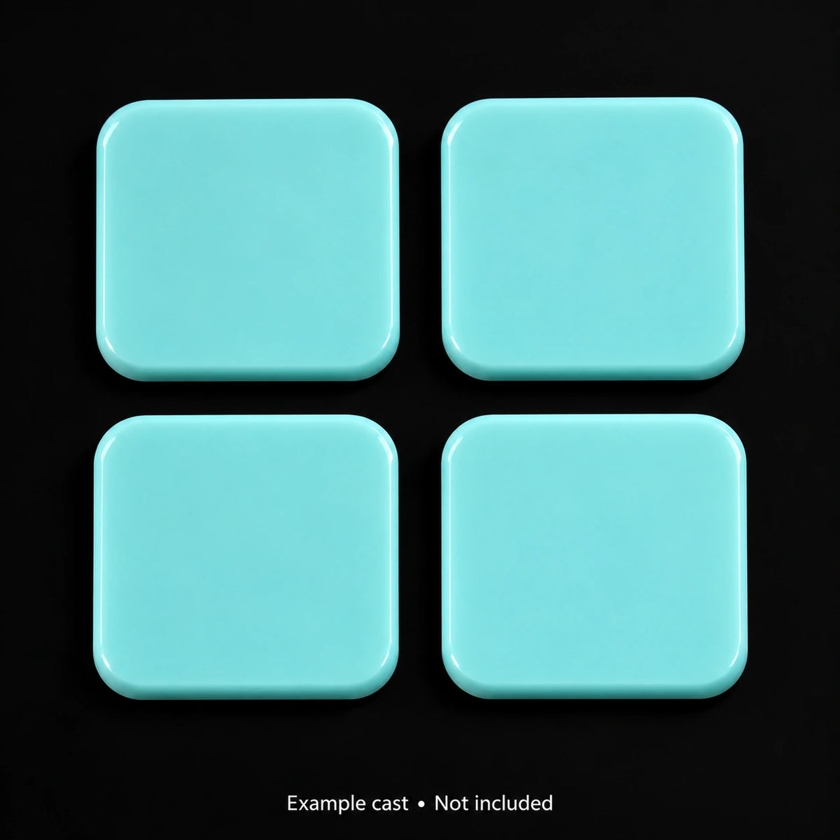 Example resin cast from 4 Cavity Square Keychain & Pendant Resin Mould; not included