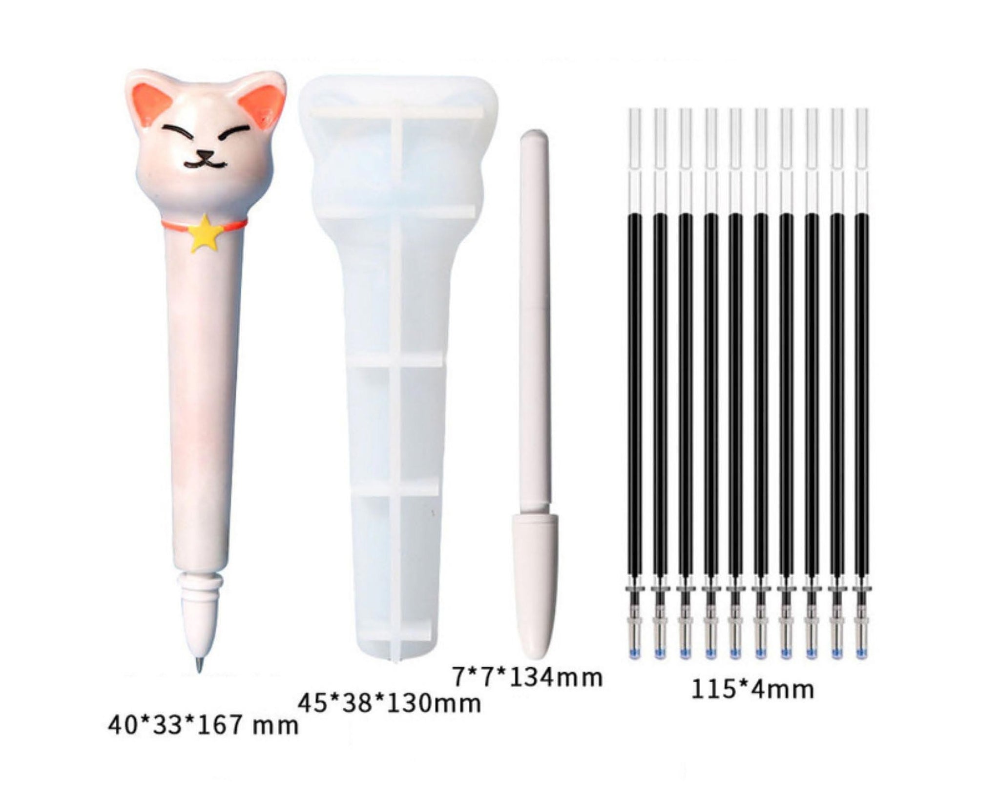 Cat Pen Mould + 1 Refill Cover + 10 Refill