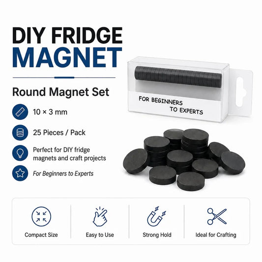 Round Black Ferrite Magnets – Pack of 25