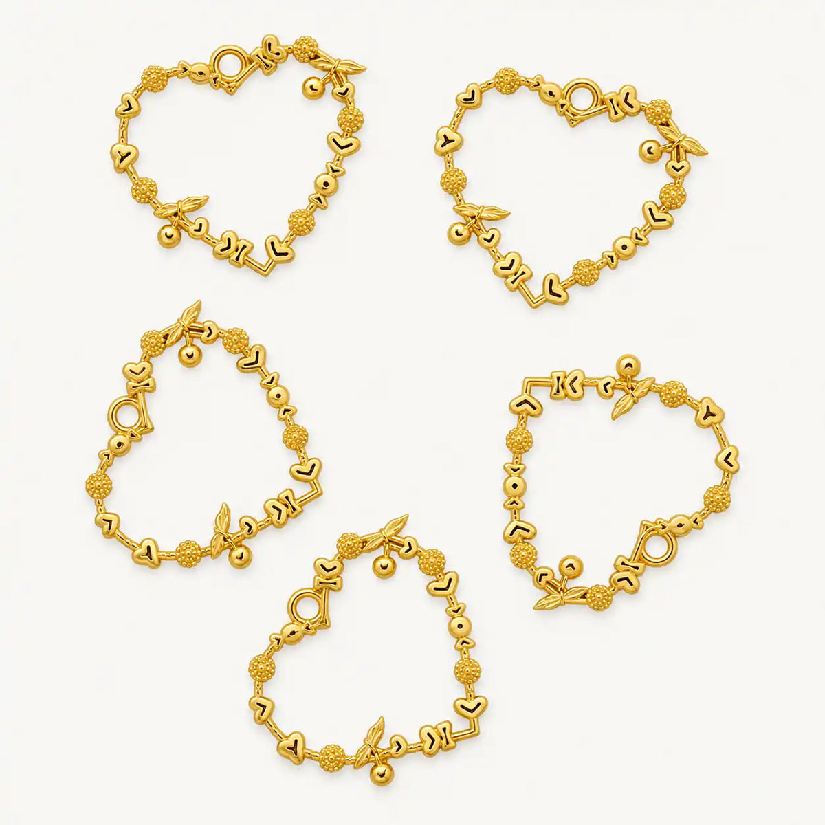 5 In 1 Designer Heart Bezels Set