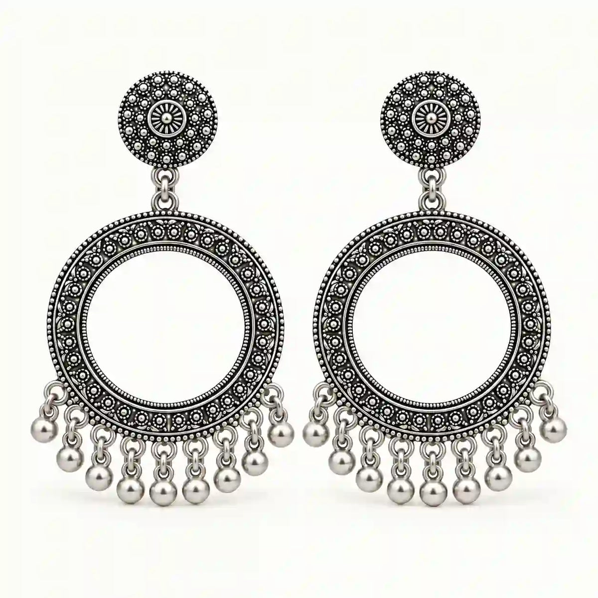 Resin Jhumka – Oxidized Silver