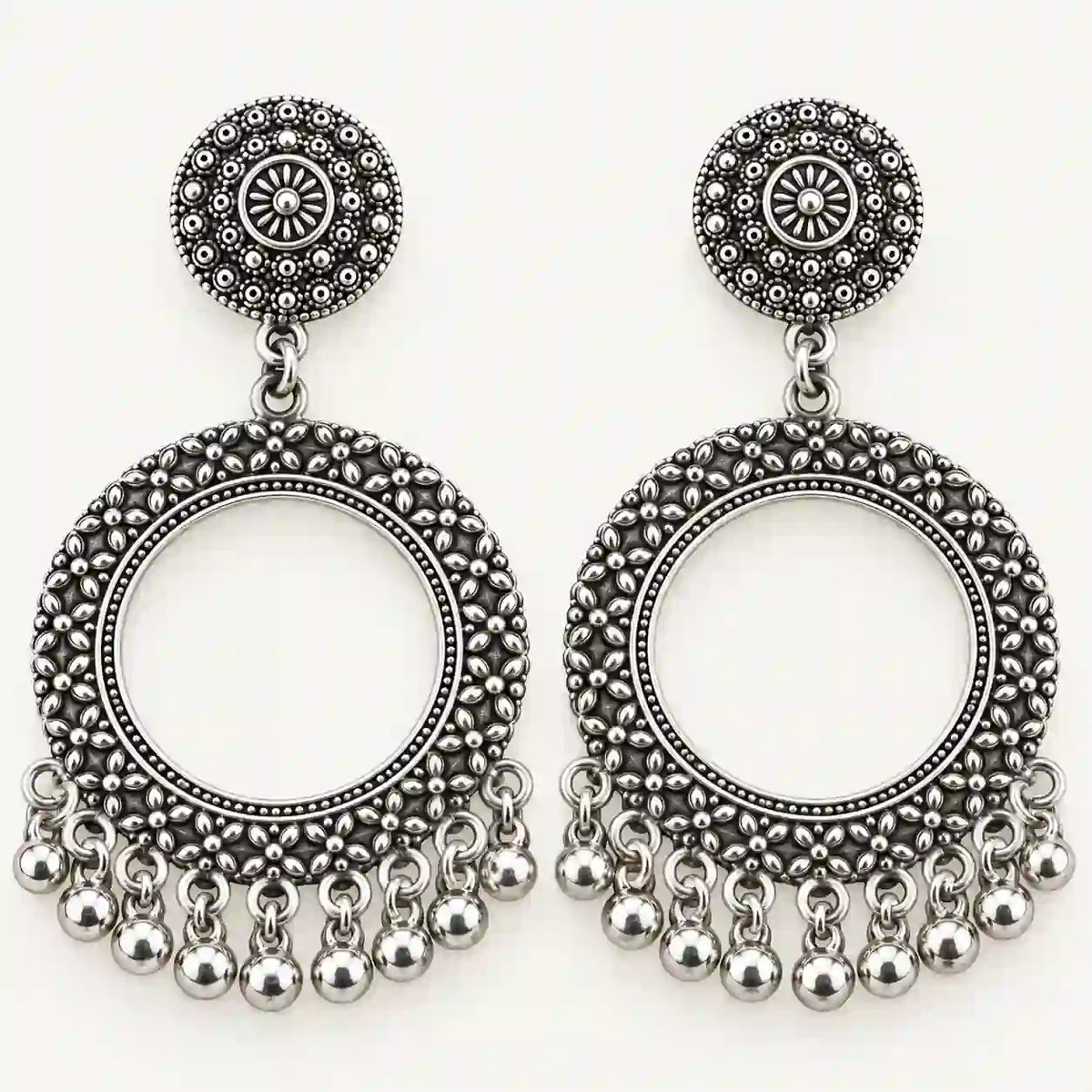 Resin Jhumka – Oxidized Silver