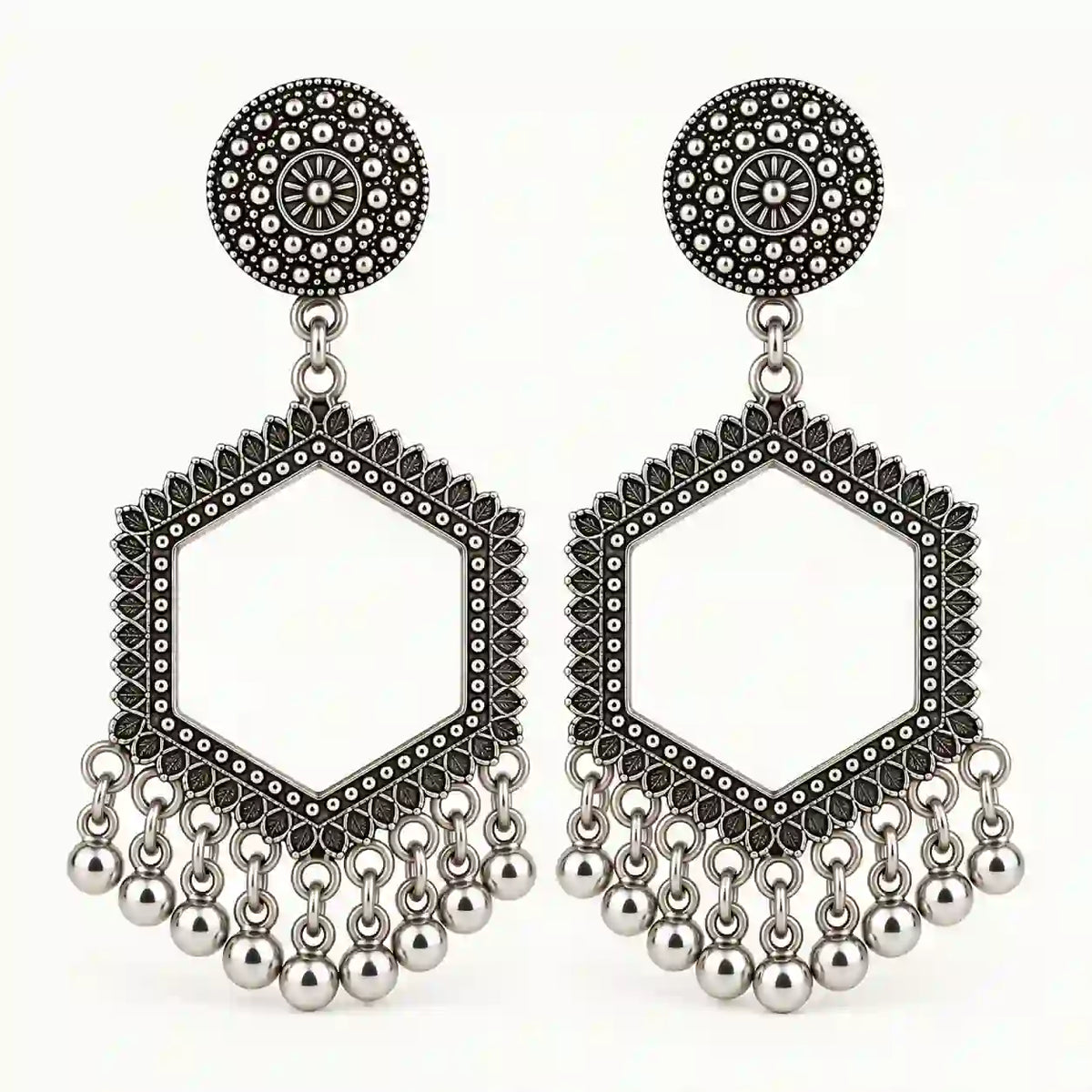 Resin Jhumka – Oxidized Silver