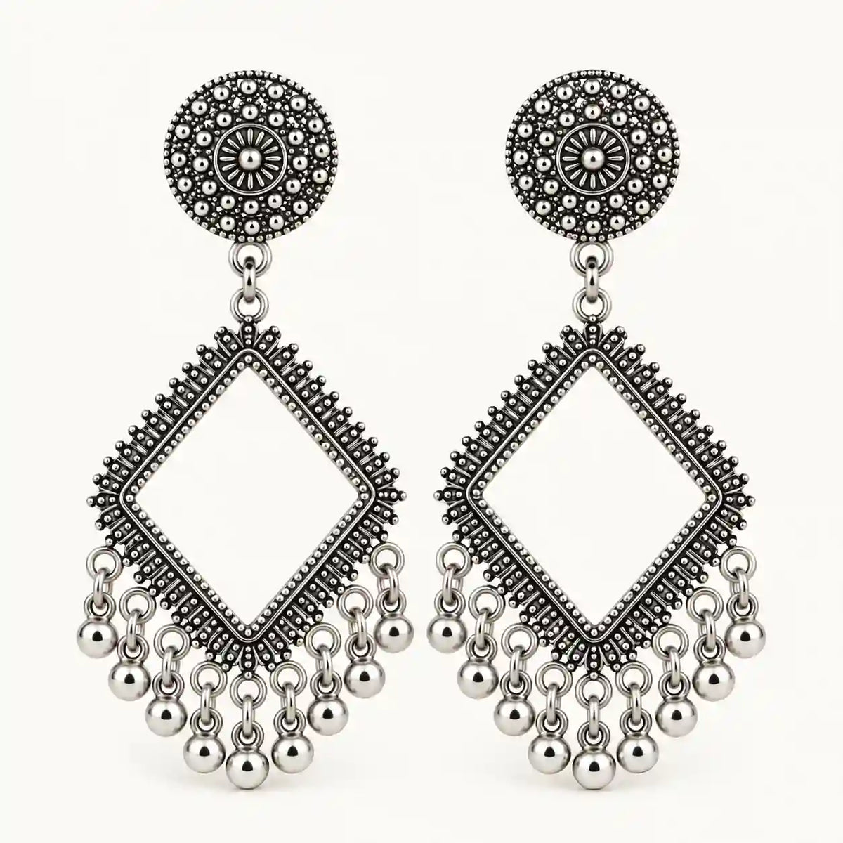 Resin Jhumka – Oxidized Silver