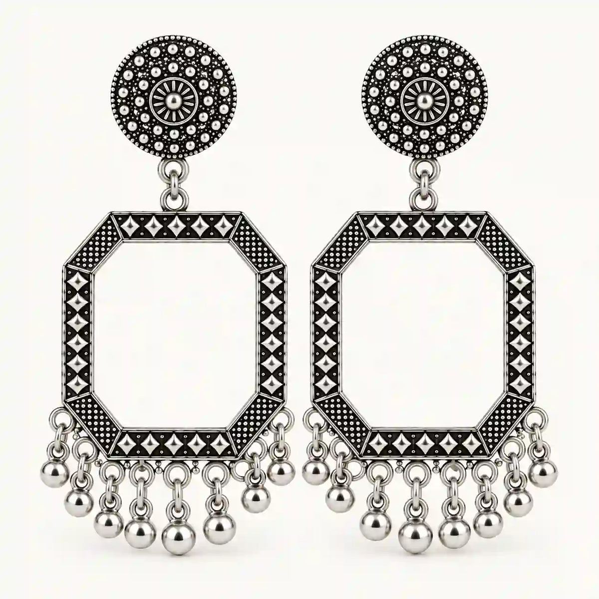 Resin Jhumka – Oxidized Silver