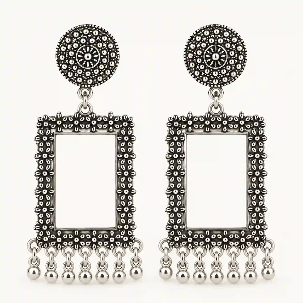 Resin Jhumka – Oxidized Silver