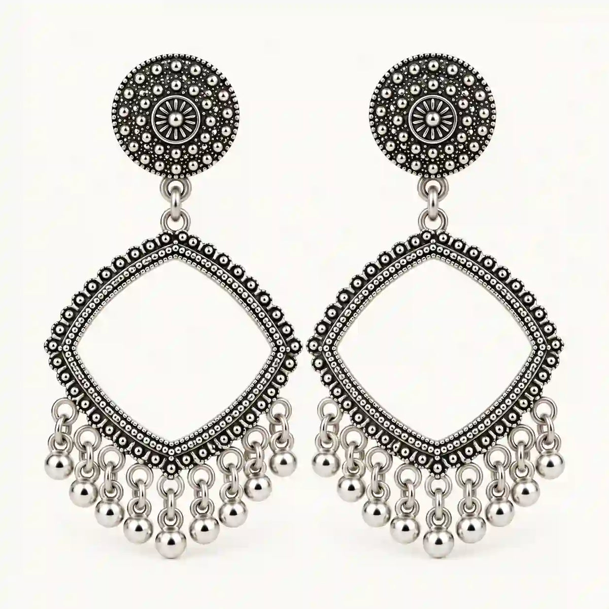 Resin Jhumka – Oxidized Silver