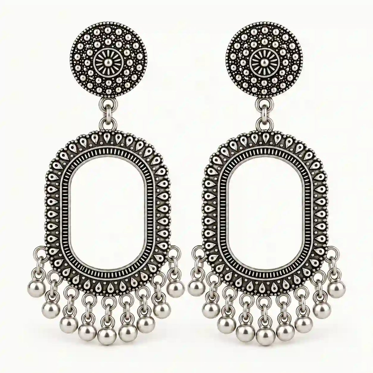 Resin Jhumka – Oxidized Silver