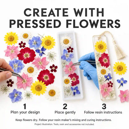 Illustrative pressed flowers craft project – tools and accessories not included