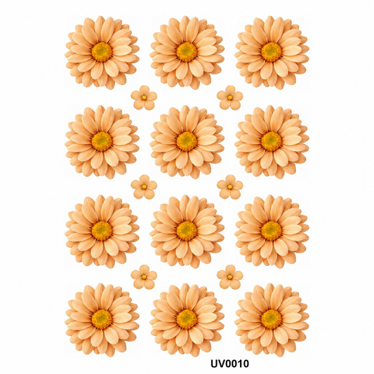 Peach Daisy Flowers UV DTF Sticker