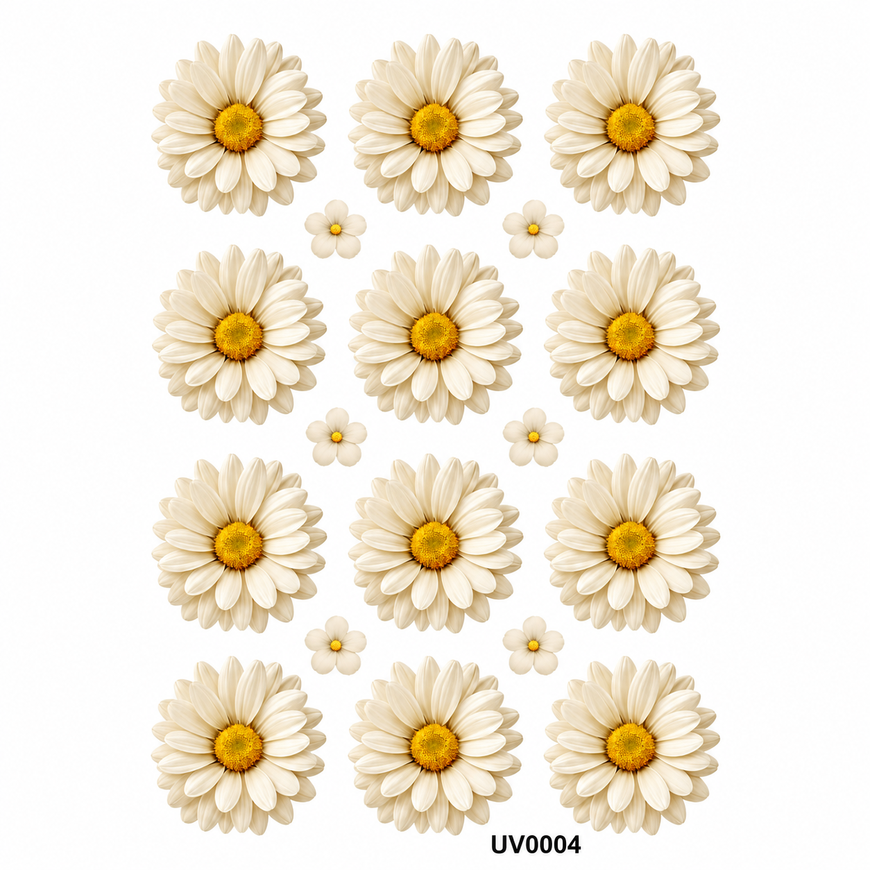 Off White Daisy Flowers UV DTF Sticker