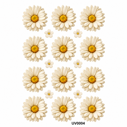 Off White Daisy Flowers UV DTF Sticker
