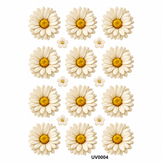 Off White Daisy Flowers UV DTF Sticker
